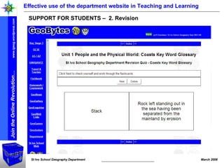 Effective use of the department website in Teaching and Learning SUPPORT FOR STUDENTS –  2. Revision 