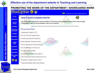 Effective use of the department website in Teaching and Learning PROMOTING THE WORK OF THE DEPARTMENT / SHOWCASING WORK  