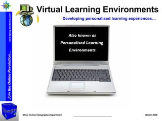 Also known as Personalised Learning  Environments Virtual Learning Environments Developing personalised learning experiences… 