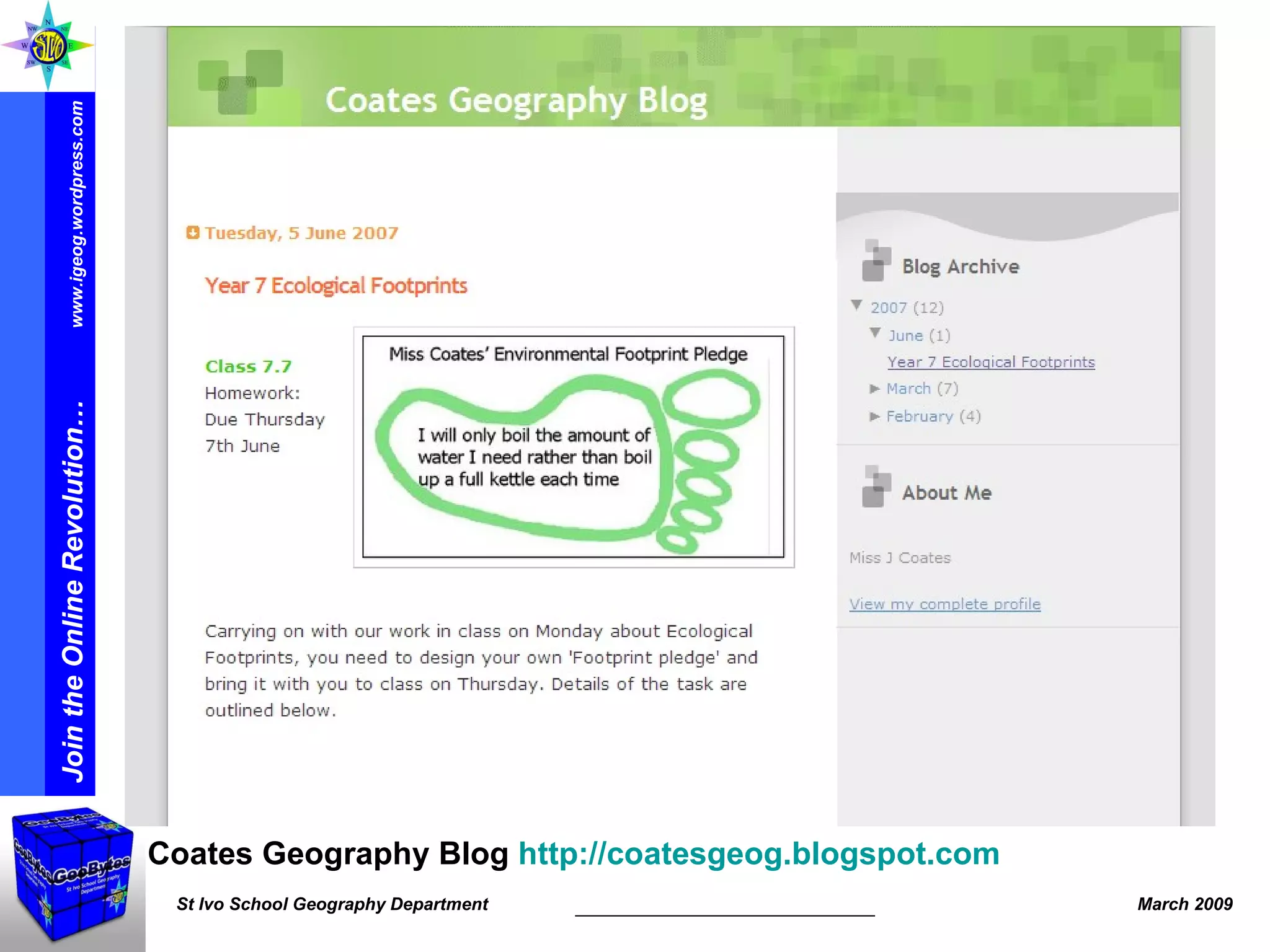 Coates Geography Blog  http:// coatesgeog.blogspot.com   
