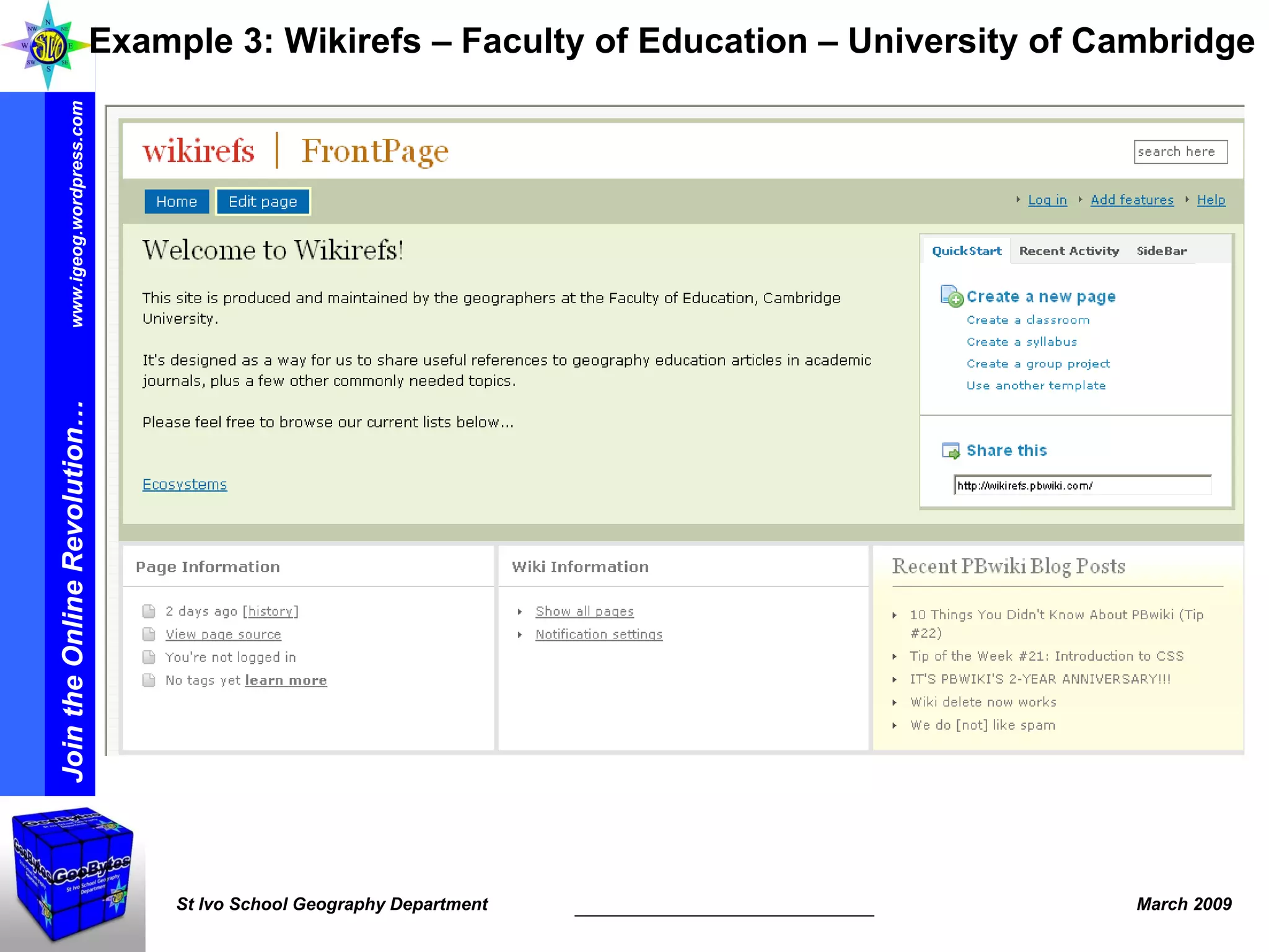 Example 3: Wikirefs – Faculty of Education – University of Cambridge 