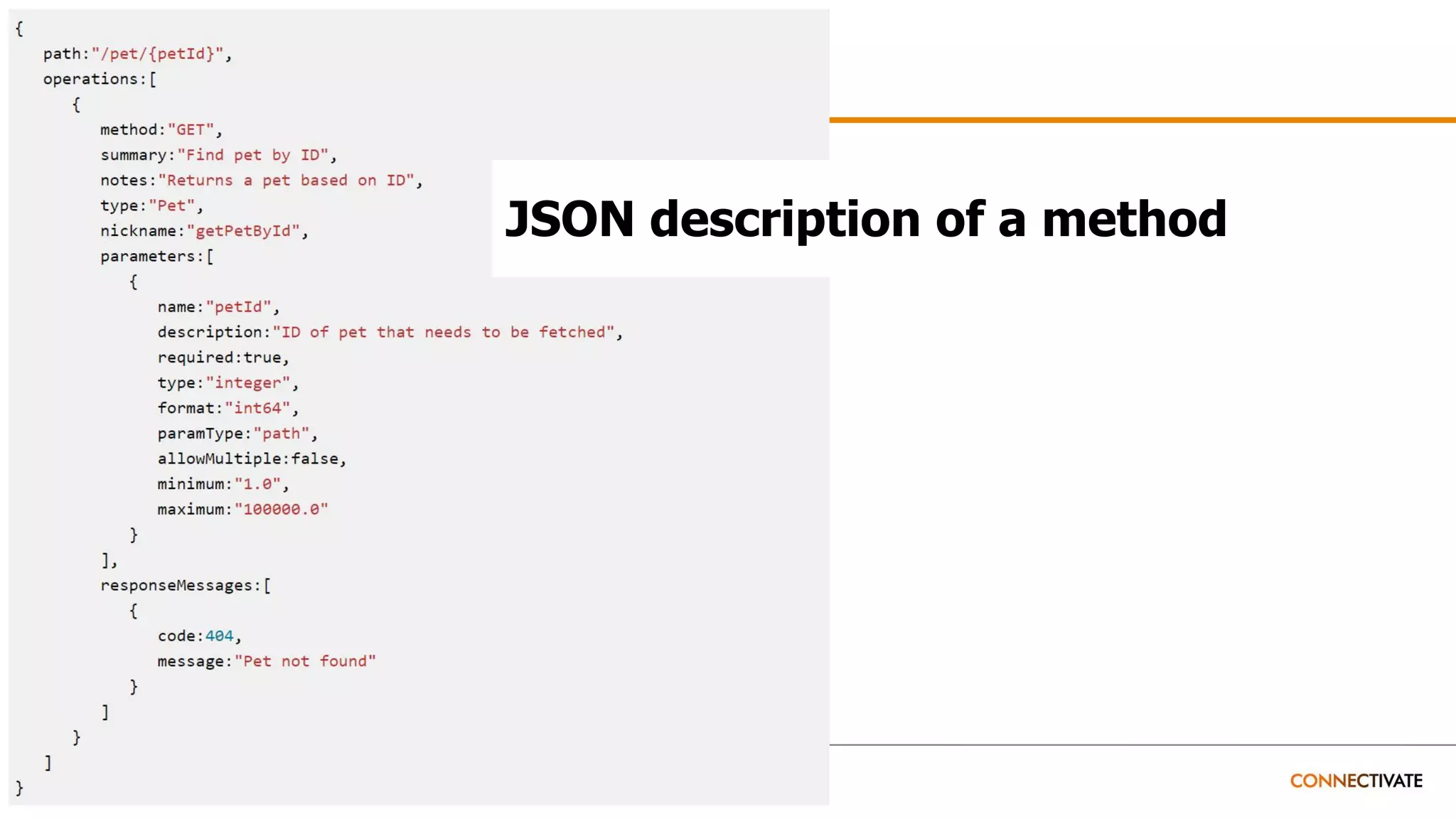 JSON description of a method