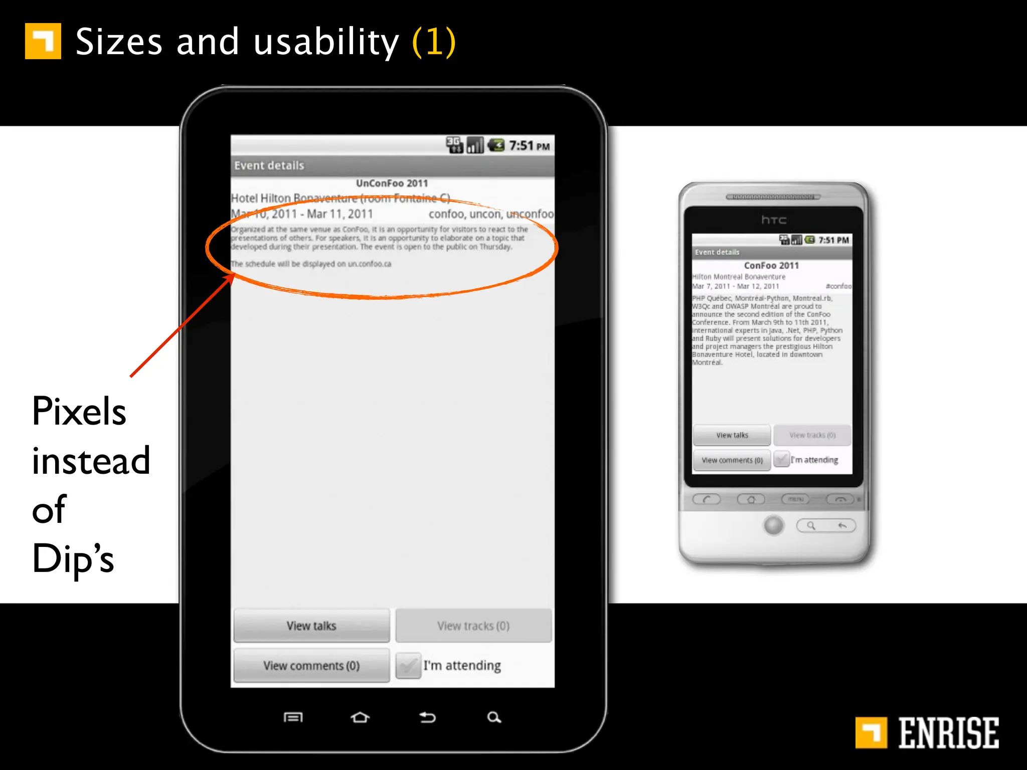 Sizes and usability (1)




Pixels
instead
of
Dip’s
 