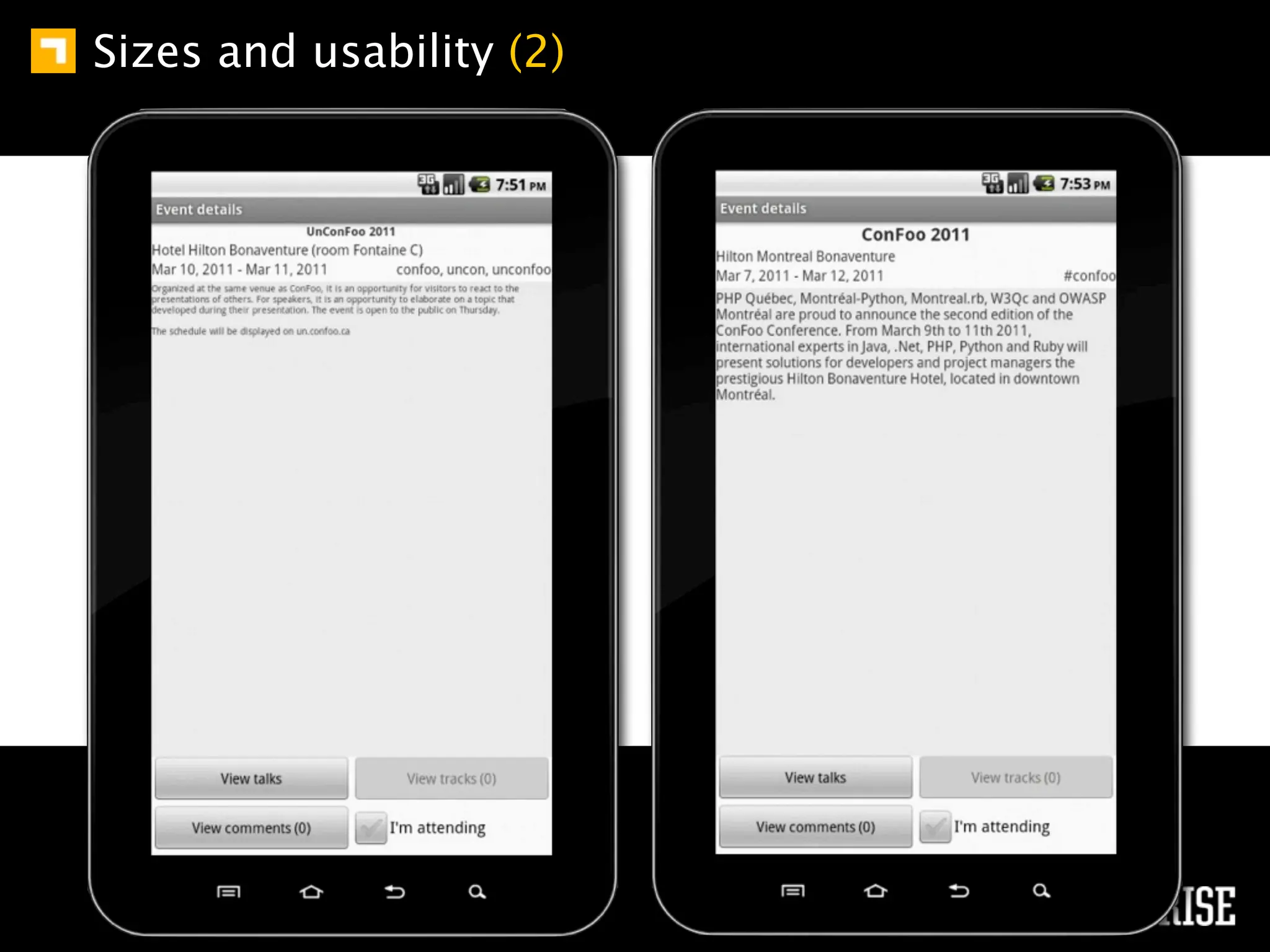 Sizes and usability (2)
 