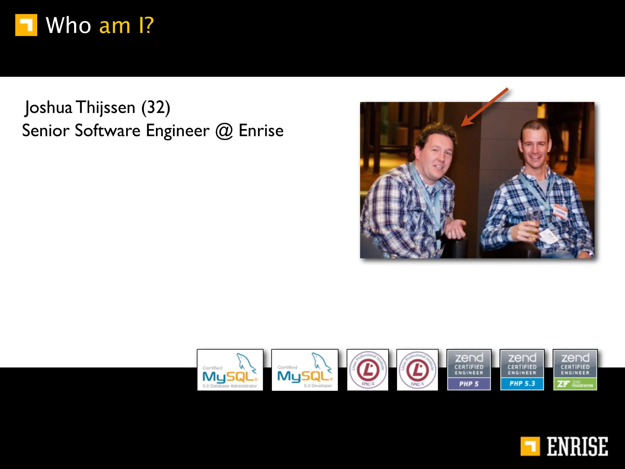 Who am I?


Joshua Thijssen (32)
Senior Software Engineer @ Enrise
 