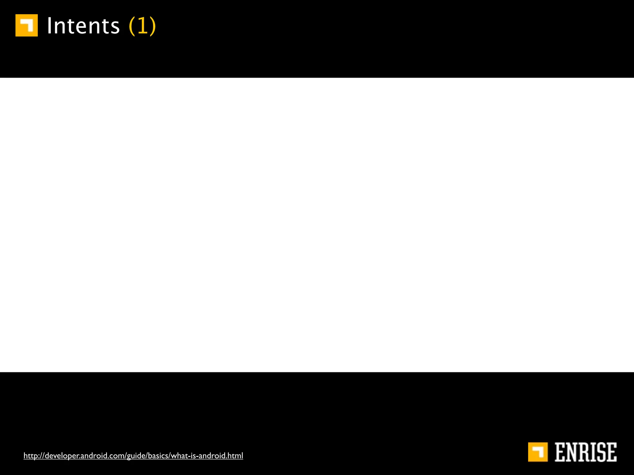 Intents (1)




http://developer.android.com/guide/basics/what-is-android.html
 