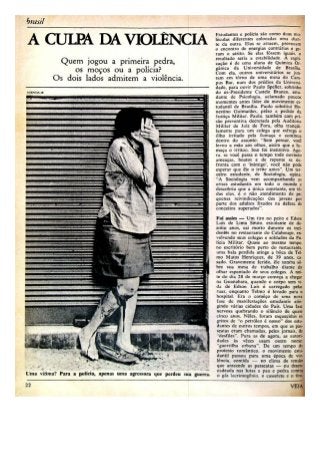 "A culpa da violência", reportagem da Revista Veja de 11 de Setembro de 1968.