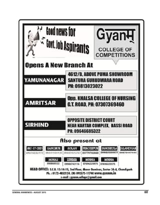 GENERAL AWARENESS – AUGUST 2015 60
 