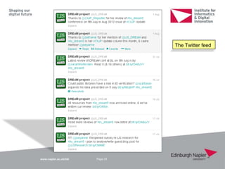 www.napier.ac.uk/iidi Page 25
The Twitter feed
 
