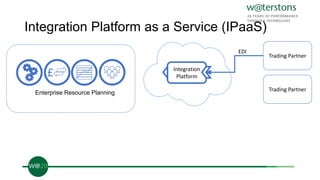 Integration Platform as a Service (IPaaS)
£
Enterprise Resource Planning
Trading Partner
Trading Partner
Integration
Platform
EDI
 