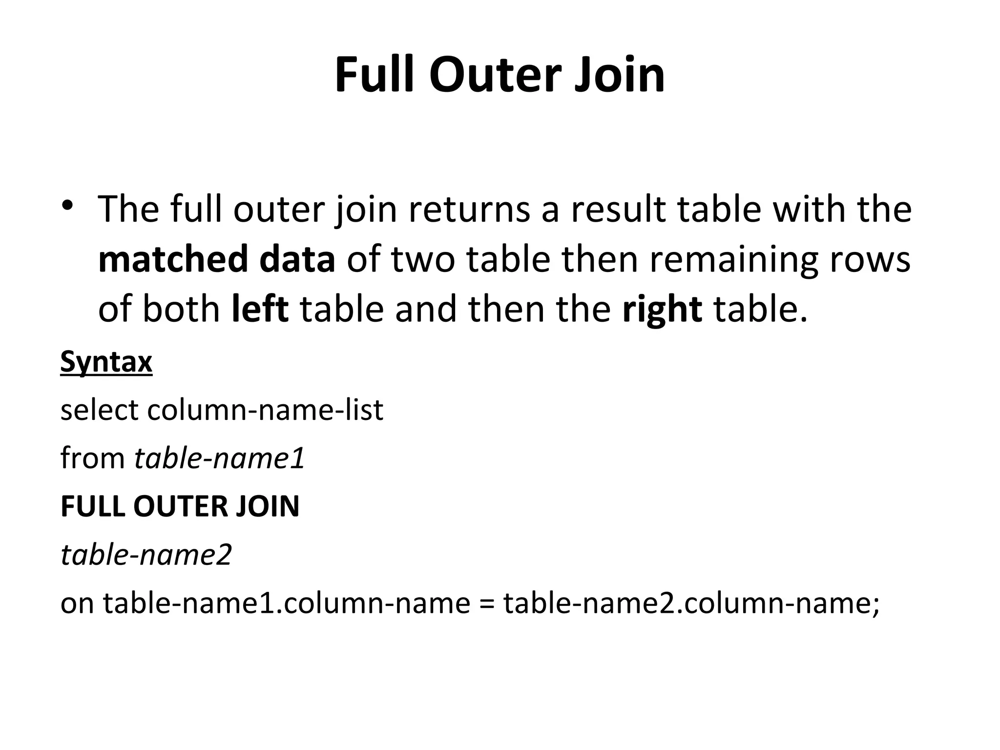 Joins in SQL | PPT