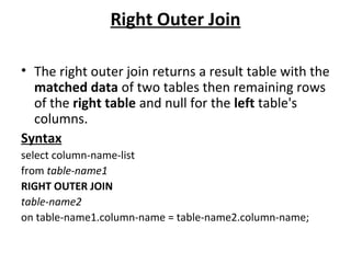 Joins in SQL | PPT