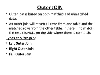 joins IN DATA BASE MANAGEMENT SYSTEMSppt | PPT