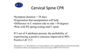 manipulations for the cervical and lumbar spine | PPTX