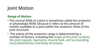 Pip Normal Rom Joint Function & Motion.pptx kinesiology in physiotherapy | PPTX