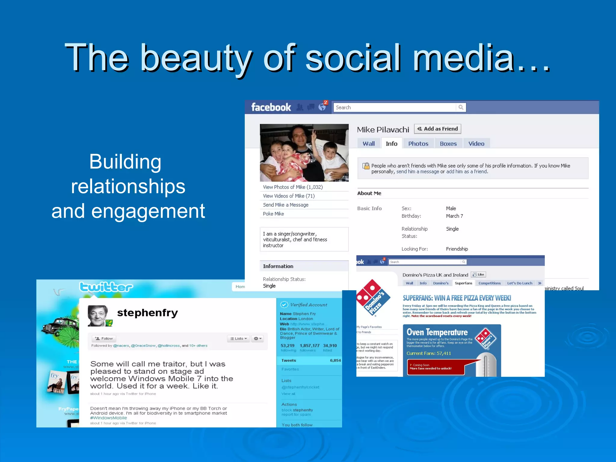 The beauty of social media… Building  relationships and engagement 