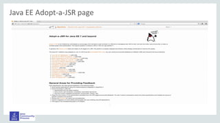 Java EE JSRs
Java EE Adopt-a-JSR page
 