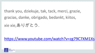 thank you, dziekuje, tak, tack, merci, grazie,
gracias, danke, obrigado, bedankt, kiitos,
xie xie,ありがとう.
https://www.youtube.com/watch?v=zg79C7XM1Xs
 
