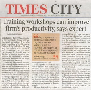 Joint Interview With Dr Buck Tang, Principal Consultant, Sqc, Singapore, Times Of India, 24 03 2012
