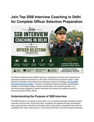 Join Top SSB Interview Coaching in Delhi for Complete Officer Selection ...