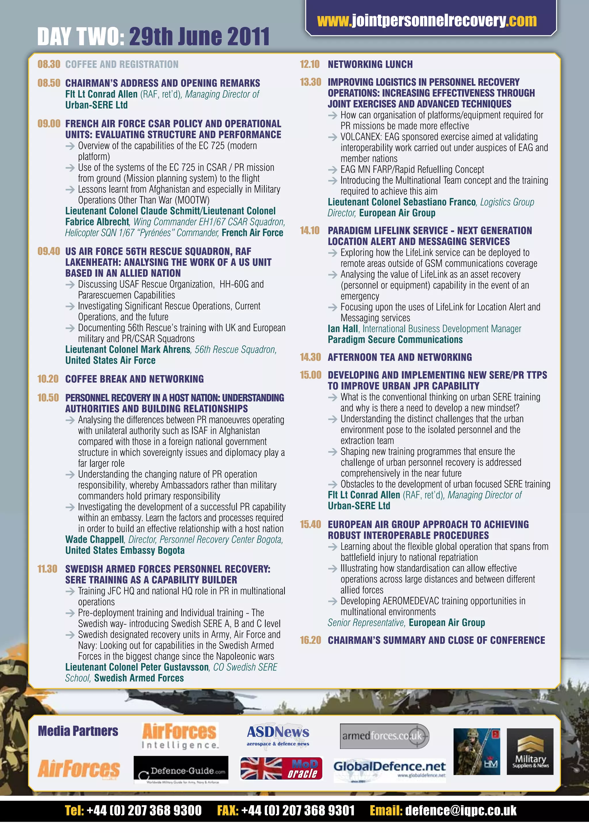7th Annual Joint Personnel Recovery Final Agenda | PDF