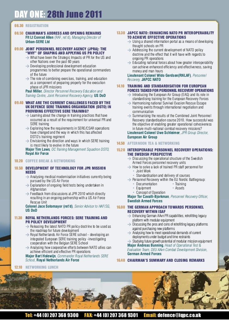 What Escape Planning Factors Can Facilitate Or Hinder Your Escape. 7th Annual Joint Personnel Recovery Final Agenda