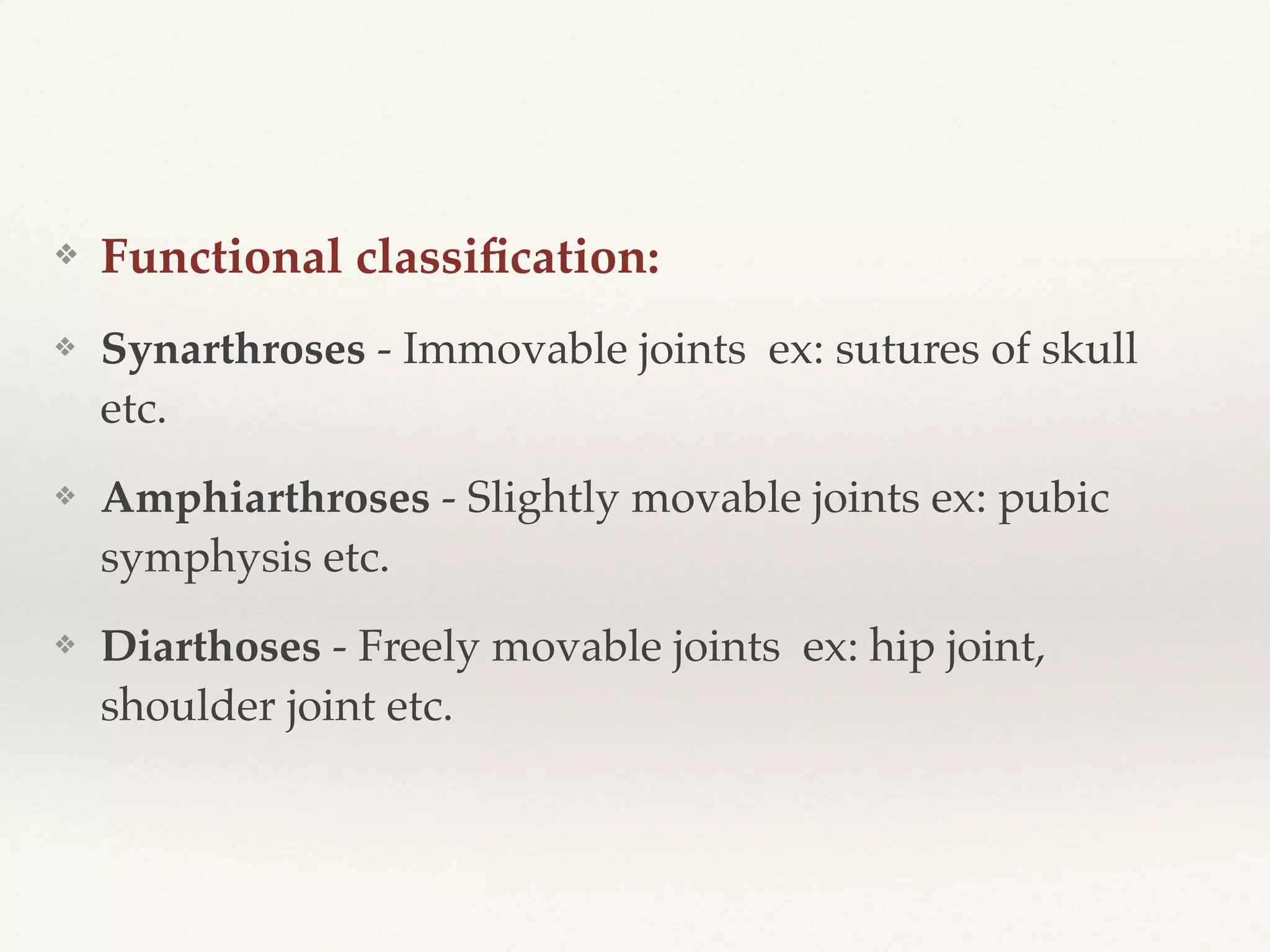 Classification of joints & joint mechanics | PDF