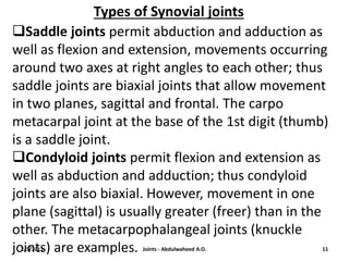 Comprehensive Overview of Joint Anatomy, Classification, and Function | PDF