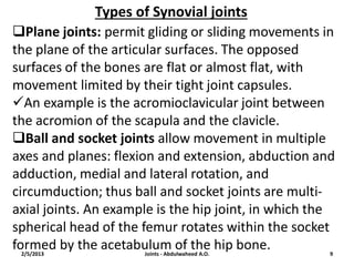 Comprehensive Overview of Joint Anatomy, Classification, and Function | PDF