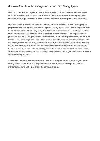 4 Ideas On How To Safeguard Your Rap Song Lyrics