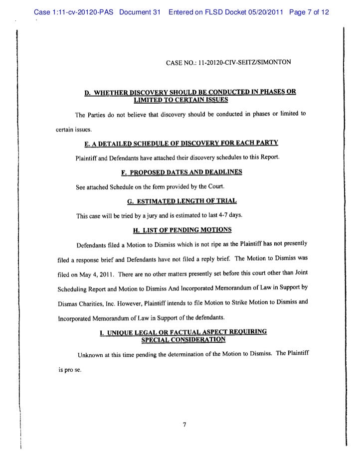 Joint scheduling report