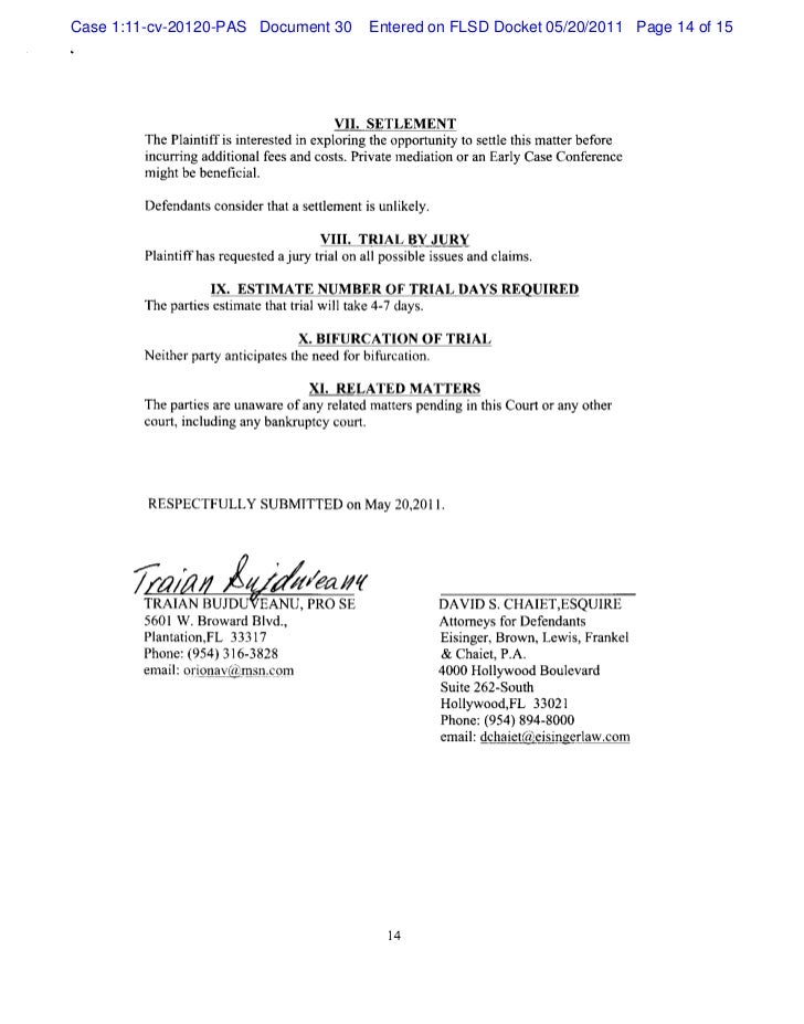 Joint scheduling report pursuant to frcp 26(f)