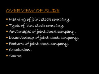 advantages of joint stock company