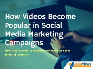 How they become so popular compared to other
forms of content?
How Videos Become
Popular in Social
Media Marketing
Campaigns
 