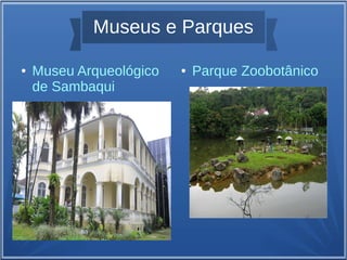 Museus e Parques
● Museu Arqueológico
de Sambaqui
● Parque Zoobotânico
 