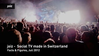 joiz - Social TV made in Switzerland
Facts & Figures, Juli 2012
 