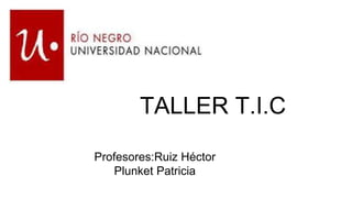 Profesores:Ruiz Héctor
Plunket Patricia
PPP
TALLER T.I.C
 
