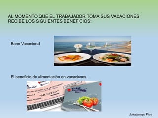 Bono Vacacional
El beneficio de alimentación en vacaciones.
 