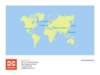 Headquarters
197110, 10/1 Barochnaya st.
Saint Petersburg, Russia
+7 812 438 16 26
mail@devexperts.com

www.devexperts.com

 