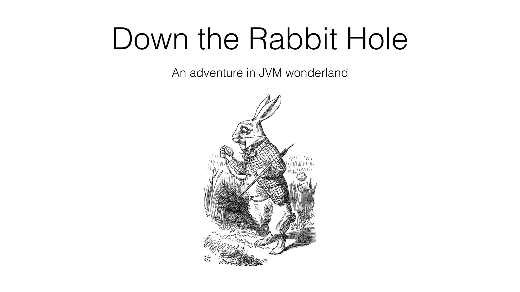 Down the Rabbit Hole
An adventure in JVM wonderland
 