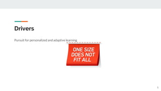Drivers
Pursuit for personalized and adaptive learning
5
 