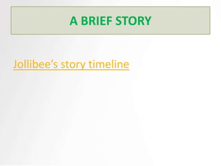 A BRIEF STORY


Jollibee’s story timeline
 