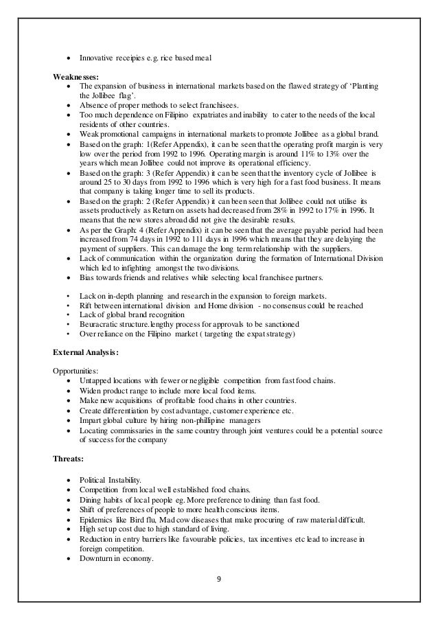 weaknesses of jollibee 2018-5-17 we often hear some people tell others to improve on their weaknesses to make them a better 6 filipino families to be chosen for 8th jollibee. weaknesses of jollibee 2018-5-17 we often hear some people tell others to improve on their weaknesses to make them a better 6 filipino families to be chosen for 8th jollibee.