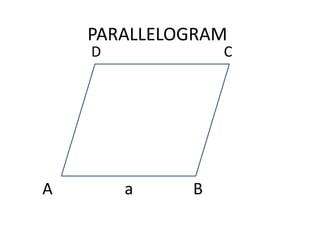 PARALLELOGRAM
D C
A a B
 