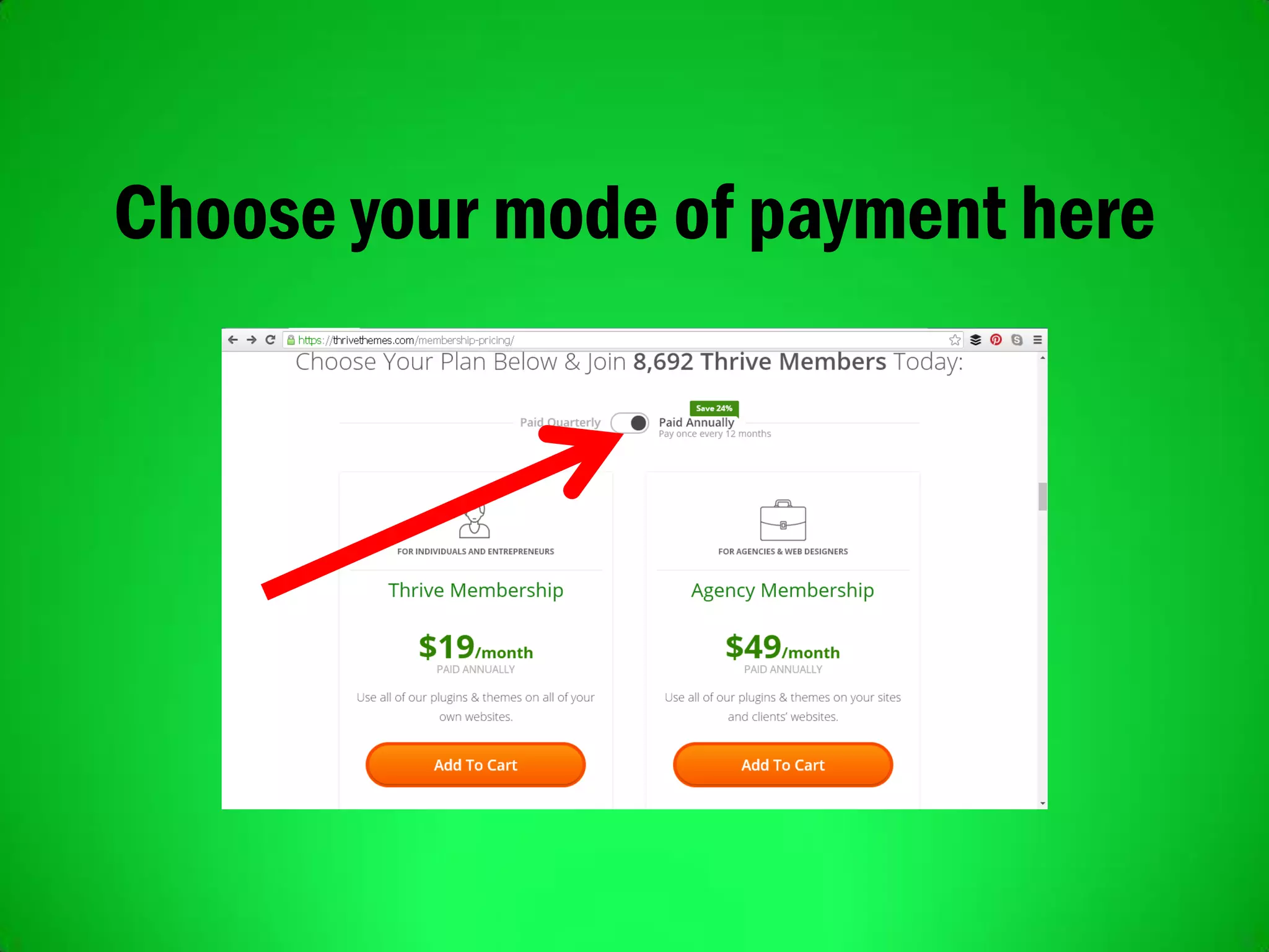 Choose your mode of payment here
 