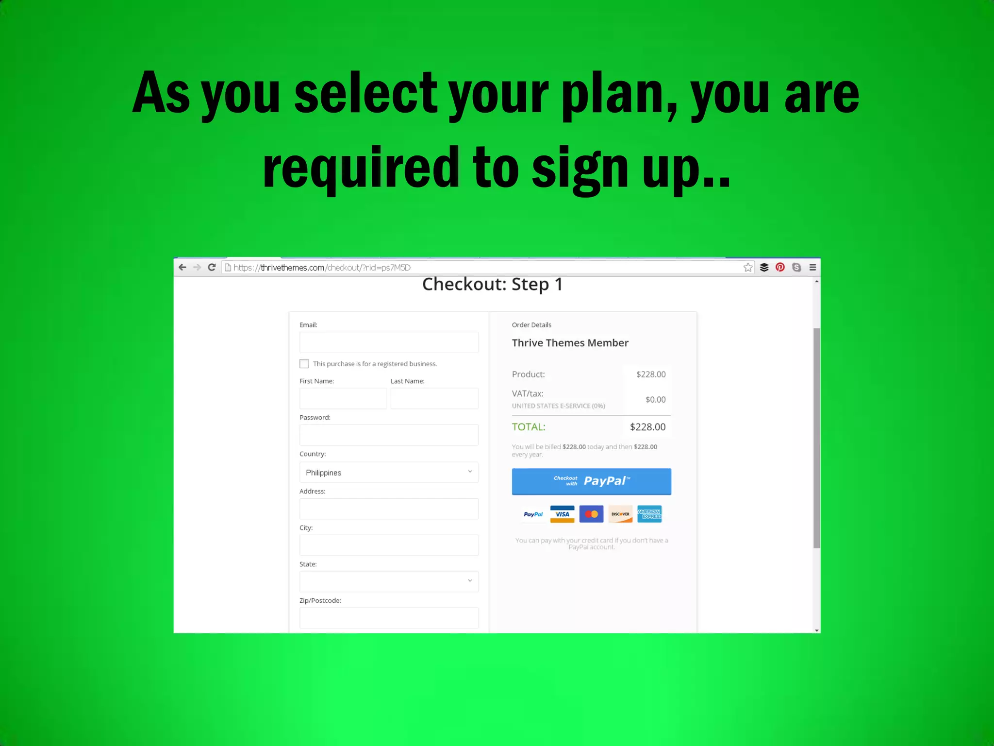 As you select your plan, you are
required to sign up..
 