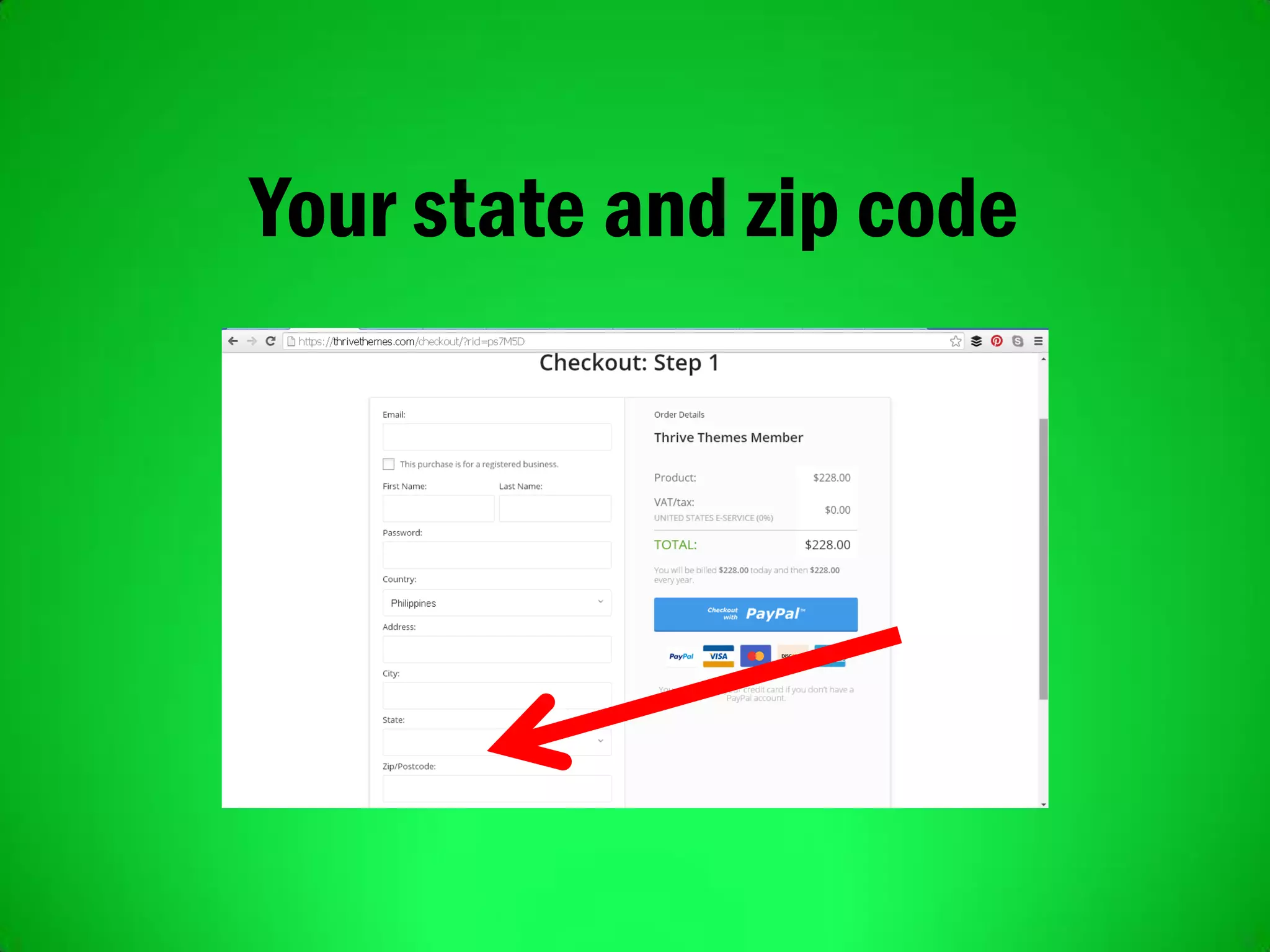 Your state and zip code
 