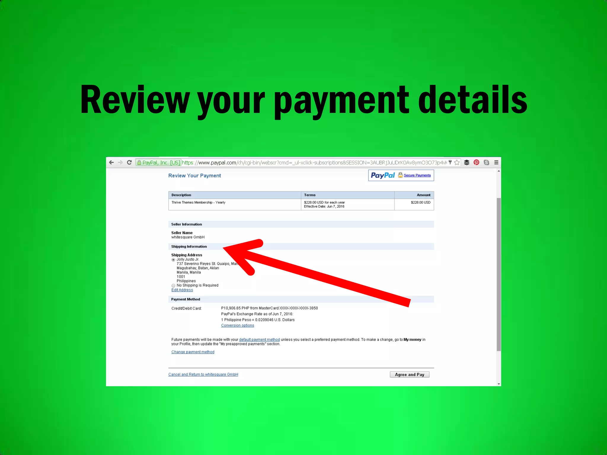 Review your payment details
 