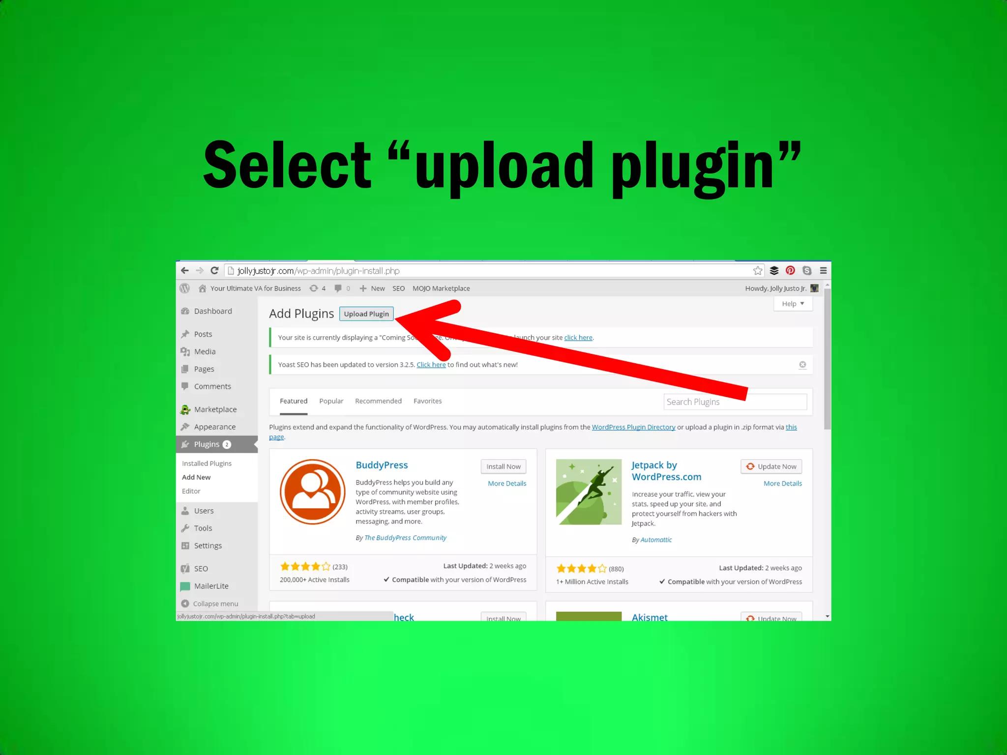 Select “upload plugin”
 