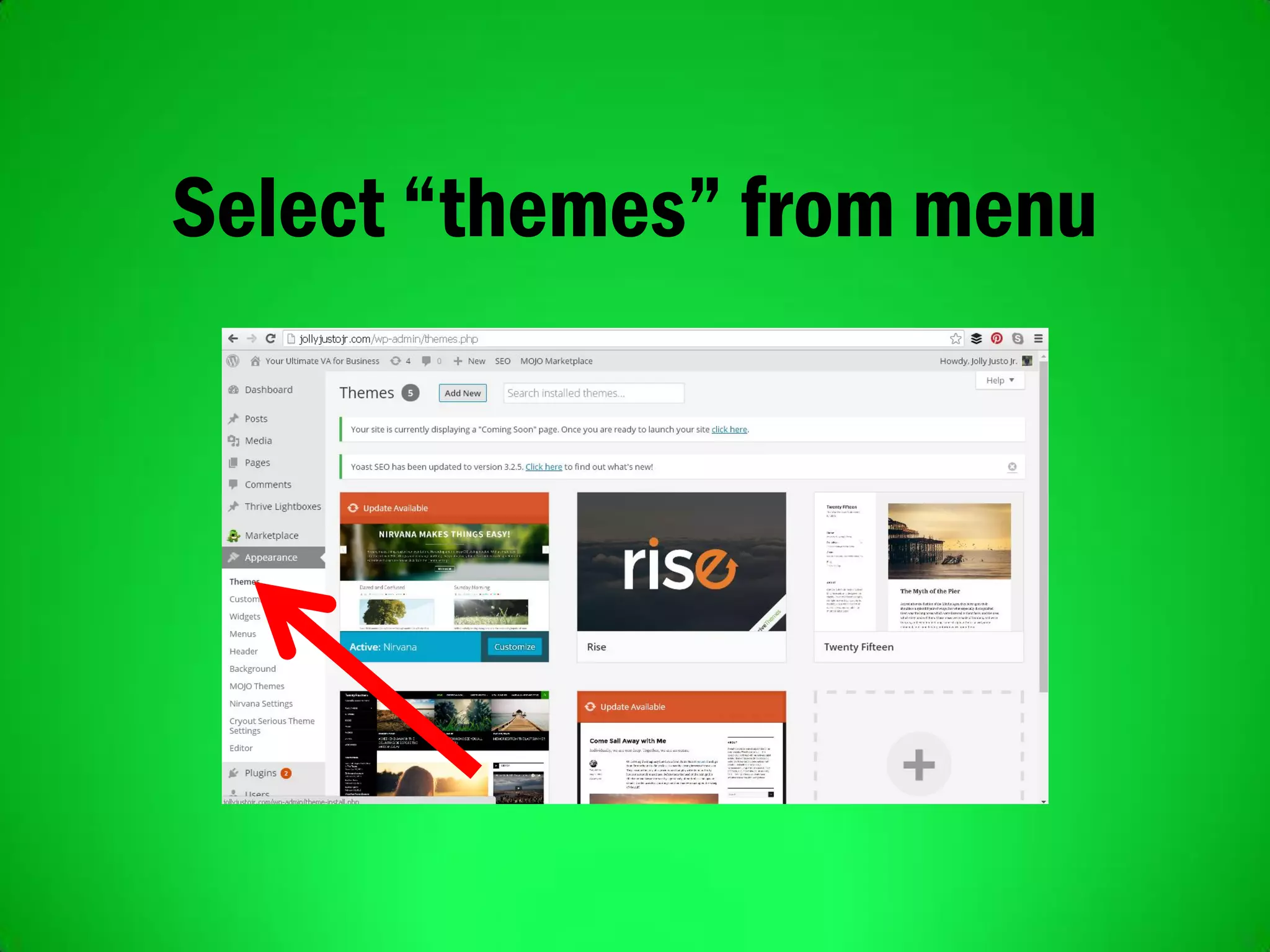 Select “themes” from menu
 